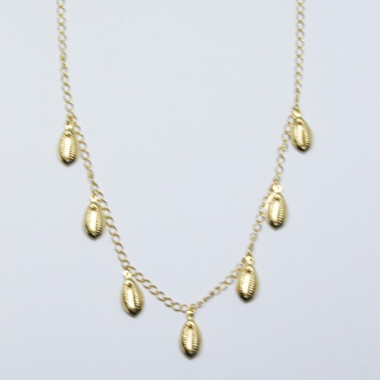 Chocker dourado búzios pendurados