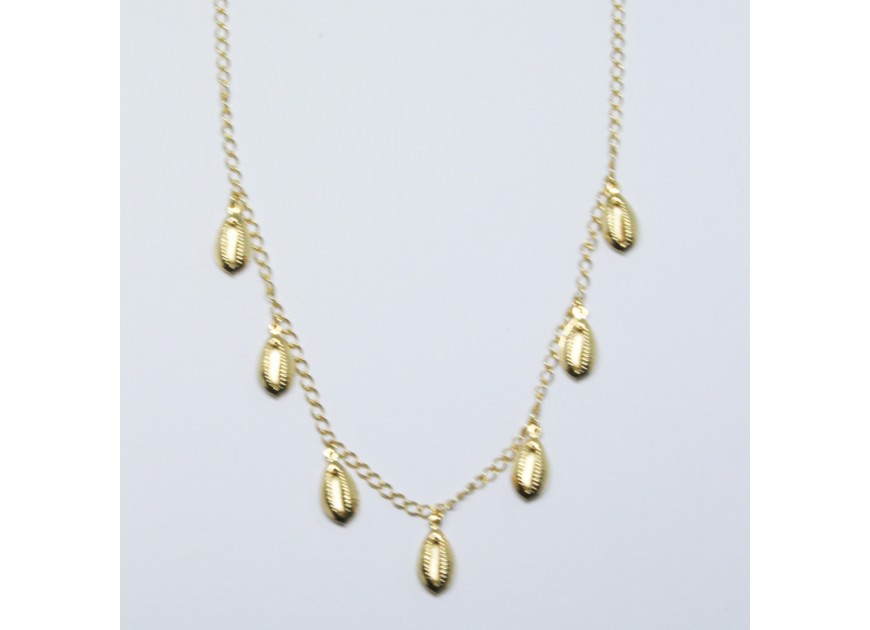 Chocker dourado búzios pendurados