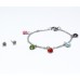 Conjunto Brinco + Pulseira pedrinha colorida