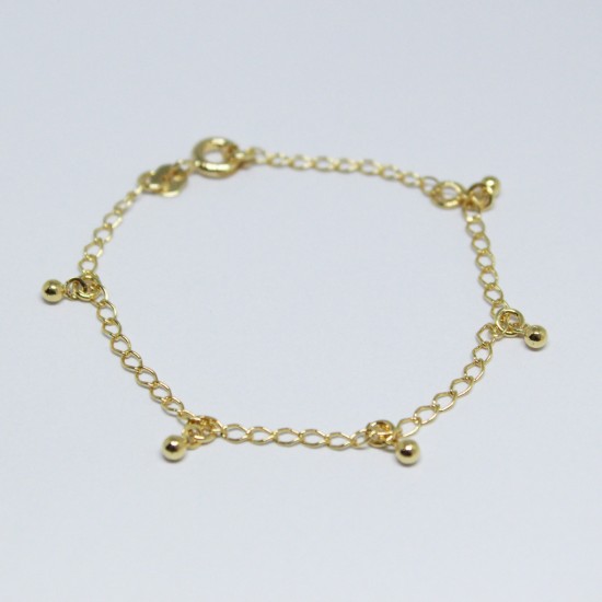 Pulseira ouro mini bolas penduradas