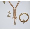 Conjunto Bijuteria Completo dourado Anel + Brinco + Gargantilha + Pulseira